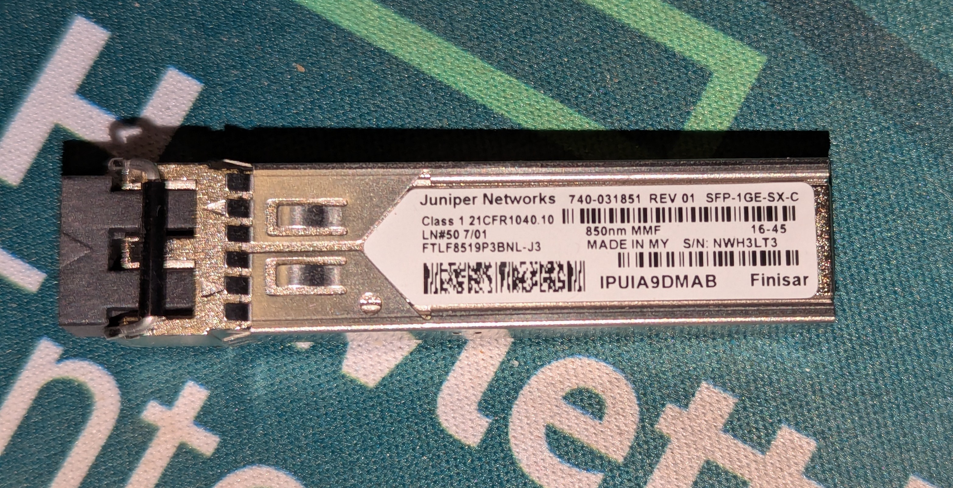 Photo of a Juniper 1Gb SX Transceiver